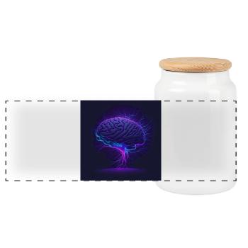 Brain - Panoramic Cookie Jar with Wooden Lid - white - Front