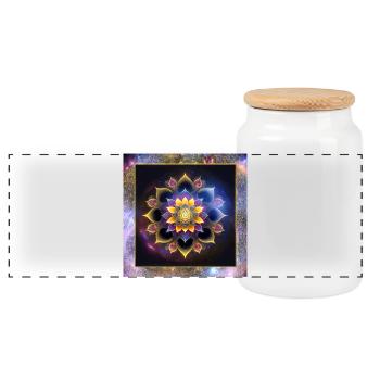Fleur de lotus de mandala - Boîte à biscuits avec couvercle en bois - blanc - Devant
