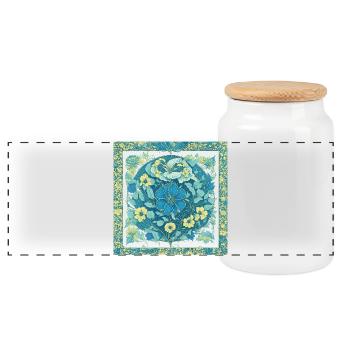 Flowers - Panoramic Cookie Jar with Wooden Lid - white - Front