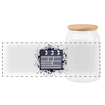 Cinéma Nuit Télévision Caméra Films Cineaste Films - Boîte à biscuits avec couvercle en bois - blanc - Devant