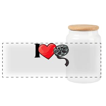 J’aime les films Déclaration de cœur Cinéma Films Cineaste - Boîte à biscuits avec couvercle en bois - blanc - Devant