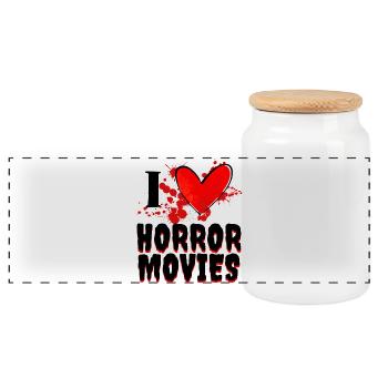 I Love Movie Statement Movies Heart Cinema Series - Boîte à biscuits avec couvercle en bois - blanc - Devant