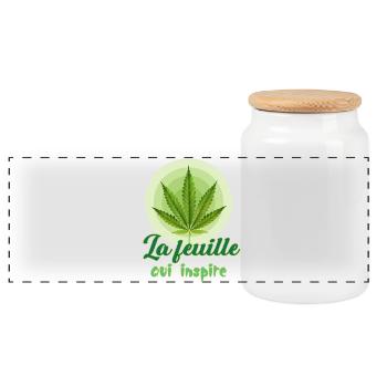 La feuille qui inspire - Feuille de cannabis - Bob - Boîte à biscuits avec couvercle en bois - blanc - Devant