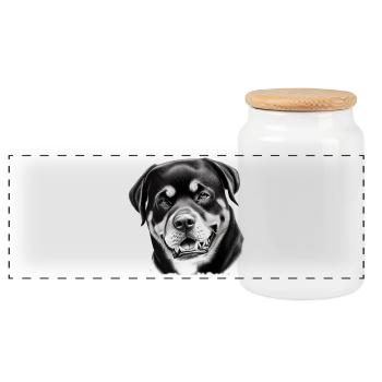 Magnifique Rottweiler - Boîte à biscuits avec couvercle en bois - blanc - Devant