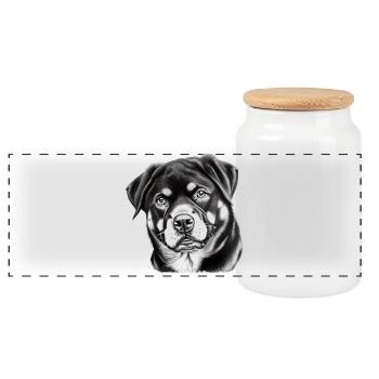 Edler Rottweiler Damen Herren Geschenk - Panorama Keksdose mit Holzdeckel - Weiß - Vorne