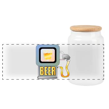 CARBURANT DE BIÈRE - BOISSONS AMUSANTES - STATION-SERVICE - Boîte à biscuits avec couvercle en bois - blanc - Devant