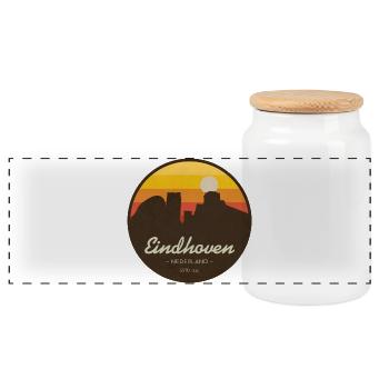 Eindhoven - Boîte à biscuits avec couvercle en bois - blanc - Devant