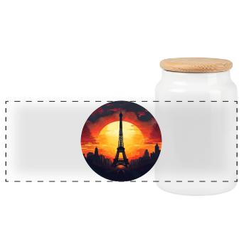 Paris Tour Eiffel au coucher du soleil, Romantique - Boîte à biscuits avec couvercle en bois - blanc - Devant