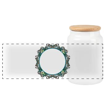 Cadre Art Nouveau en verre transparent - Boîte à biscuits avec couvercle en bois - blanc - Devant
