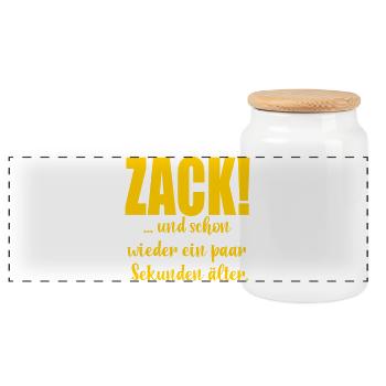 Lustiges Älterwerden GEBURTSTAG - Panorama Keksdose mit Holzdeckel - Weiß - Vorne