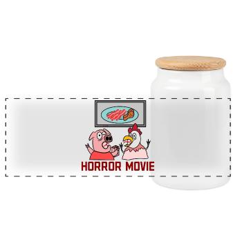Dvd Abend Movies Binge Watching Statement Serien - Panorama Keksdose mit Holzdeckel - Weiß - Vorne