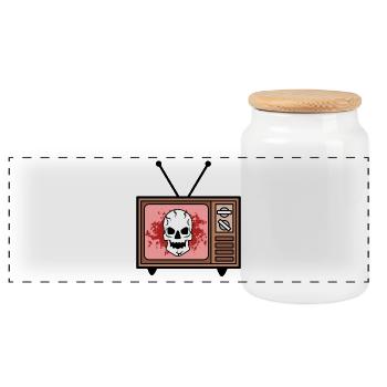 Movies Cinema Theatre Streaming Statement Cinema Night - Panoramic Cookie Jar with Wooden Lid - white - Front