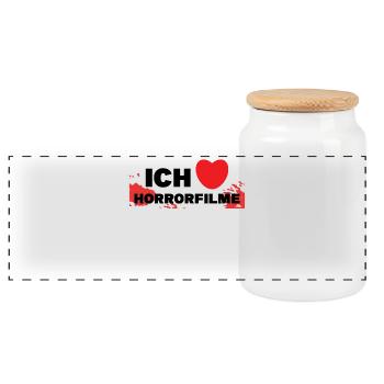 Filme Ich Liebe Movies Statement Kino Theater Herz - Panorama Keksdose mit Holzdeckel - Weiß - Vorne