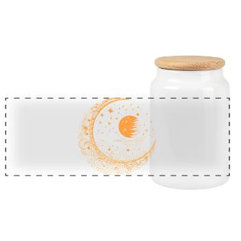 Moon with stars - Panoramic Cookie Jar with Wooden Lid - white - Front