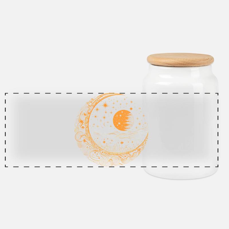 Mond mit Sternen - Panorama Keksdose mit Holzdeckel - Weiß