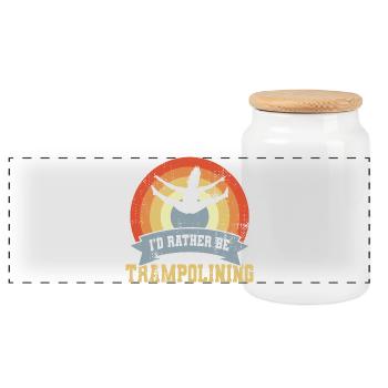 Trampoline saying - Panoramic Cookie Jar with Wooden Lid - white - Front