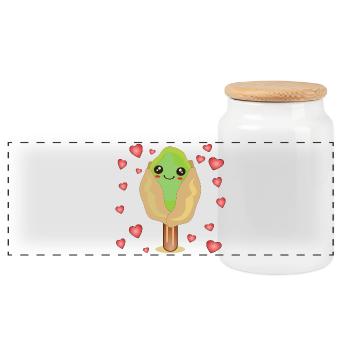 PISTACHIO CREAM - Panoramic Cookie Jar with Wooden Lid - white - Front