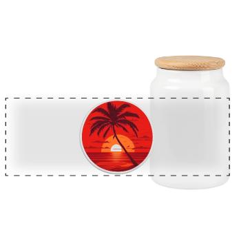 Coucher de soleil - Boîte à biscuits avec couvercle en bois - blanc - Devant