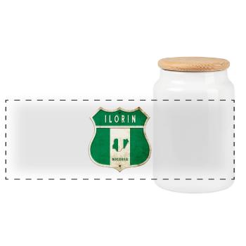Ilorin Nigeria Armoiries Drapeaux Design - Boîte à biscuits avec couvercle en bois - blanc - Devant