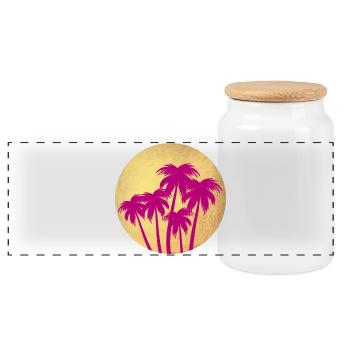 Circle Gold Palm Pink Holiday Deluxe South Seas Luxury - Boîte à biscuits avec couvercle en bois - blanc - Devant