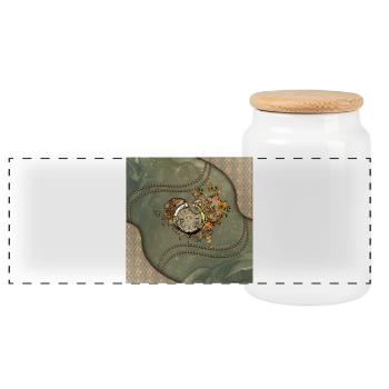 Wonderful steampunk watch - Panoramic Cookie Jar with Wooden Lid - white - Front