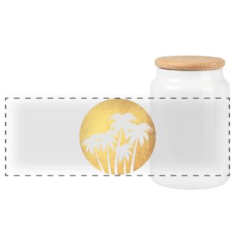 Circle Gold Palm Trees Luxury Vacation Round Chill South Seas - Panoramic Cookie Jar with Wooden Lid - white - Front