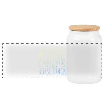 horse racing - Panoramic Cookie Jar with Wooden Lid - white - Front