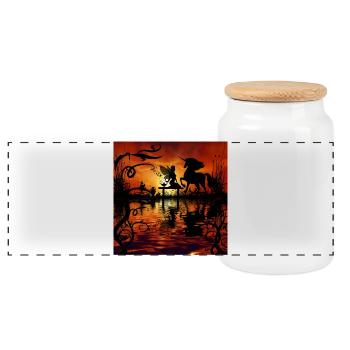 Merveilleuse fée avec licorne au soleil. - Boîte à biscuits avec couvercle en bois - blanc - Devant