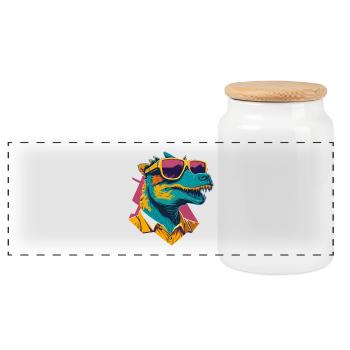Dino Cool: Retro Ornithopods T-Shirt - Panoramic Cookie Jar with Wooden Lid - white - Front