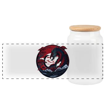 Eternal dragon - Panoramic Cookie Jar with Wooden Lid - white - Front