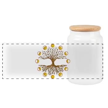 L’arbre de vie avec des lunes. - Boîte à biscuits avec couvercle en bois - blanc - Devant