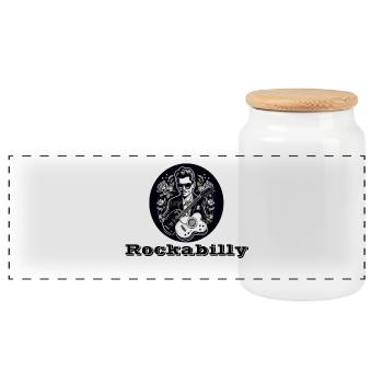 Rockabilly - Panoramic Cookie Jar with Wooden Lid - white - Front