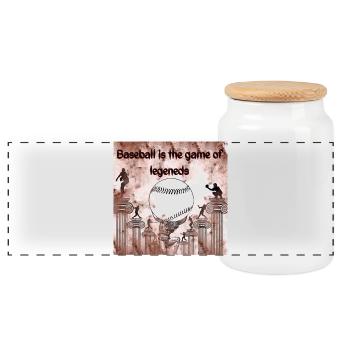 Legendäre Baseball-Illustration mit Säulenmotiv - Panorama Keksdose mit Holzdeckel - Weiß - Vorne