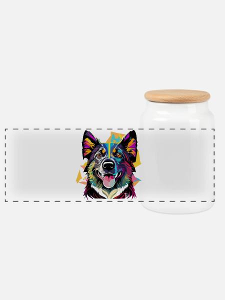 Schäferhund - Panorama Keksdose mit Holzdeckel - Weiß
