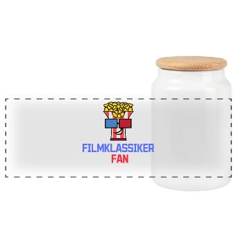 Kino Movies Theater Statement Popcorn Filmabend - Panorama Keksdose mit Holzdeckel - Weiß - Vorne