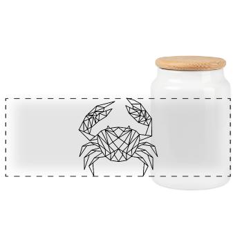 Geometric Crab - Krabbe geometrisch - Panorama Keksdose mit Holzdeckel - Weiß - Vorne