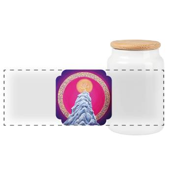 Stargate of Eternity - Sonja Ariel von Staden - Panoramic Cookie Jar with Wooden Lid - white - Front