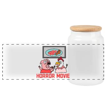 Cinema Movies Statement Movie Night Theatre Streaming - Panoramic Cookie Jar with Wooden Lid - white - Front