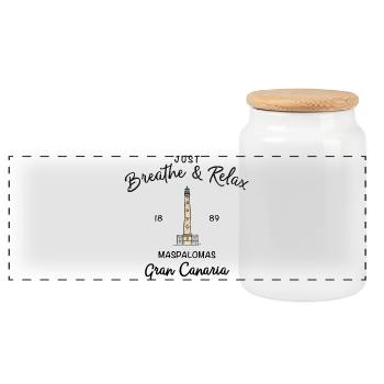 Gran Canaria, Relax, Maspalomas, Espagne - Boîte à biscuits avec couvercle en bois - blanc - Devant