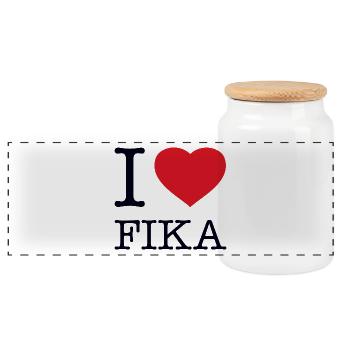 I LOVE FIKA Schweden Sweden Sverige - Panorama Keksdose mit Holzdeckel - Weiß - Vorne