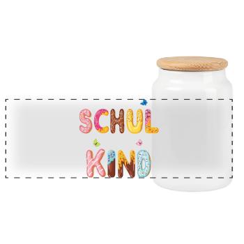Schulkind Einschulung - Panorama Keksdose mit Holzdeckel - Weiß - Vorne