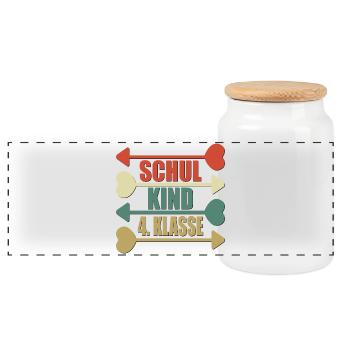 4 Klasse Grundschule - VIERTKLÄSSLER - Panorama Keksdose mit Holzdeckel - Weiß - Vorne