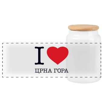 I LOVE MONTENEGRO - Panoramic Cookie Jar with Wooden Lid - white - Front