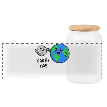 Eco-Friendly Mother Earth Nature Environment - Panoramic Cookie Jar with Wooden Lid - white - Front