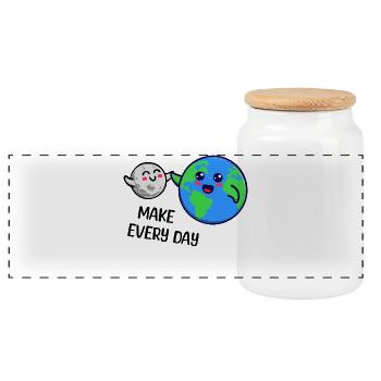 Mother Nature Earth Statement Environmental Protection Environment - Panoramic Cookie Jar with Wooden Lid - white - Front
