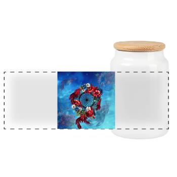 Merveilleux capteur de rêves, - Boîte à biscuits avec couvercle en bois - blanc - Devant