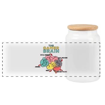 The Gamer Brain - Panoramic Cookie Jar with Wooden Lid - white - Front