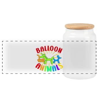 Ballon Twisting Design - Panorama Keksdose mit Holzdeckel - Weiß - Vorne