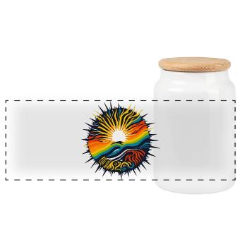 positive energy - Panoramic Cookie Jar with Wooden Lid - white - Front