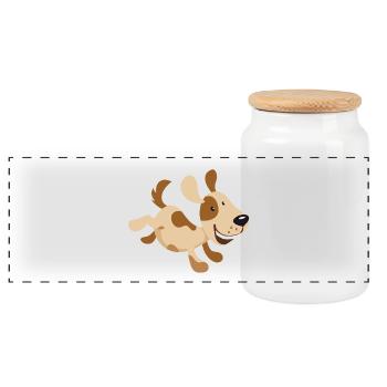 Kleiner rennender Hund Illustration für Baby, Kind - Panorama Keksdose mit Holzdeckel - Weiß - Vorne